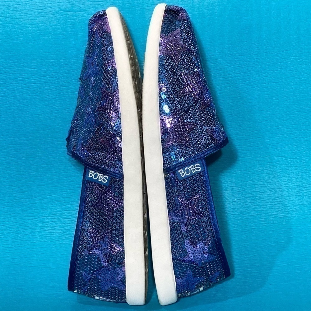 Bobs by Skechers Women's Purple/Blue Glitter Slip On Flat Casual Shoes Size 6.5 - Picture 7 of 11